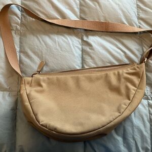 The Row Slouchy Banana Bag Two in Nylon & Cotton, Beige, Crossbody/Shoulder Bag